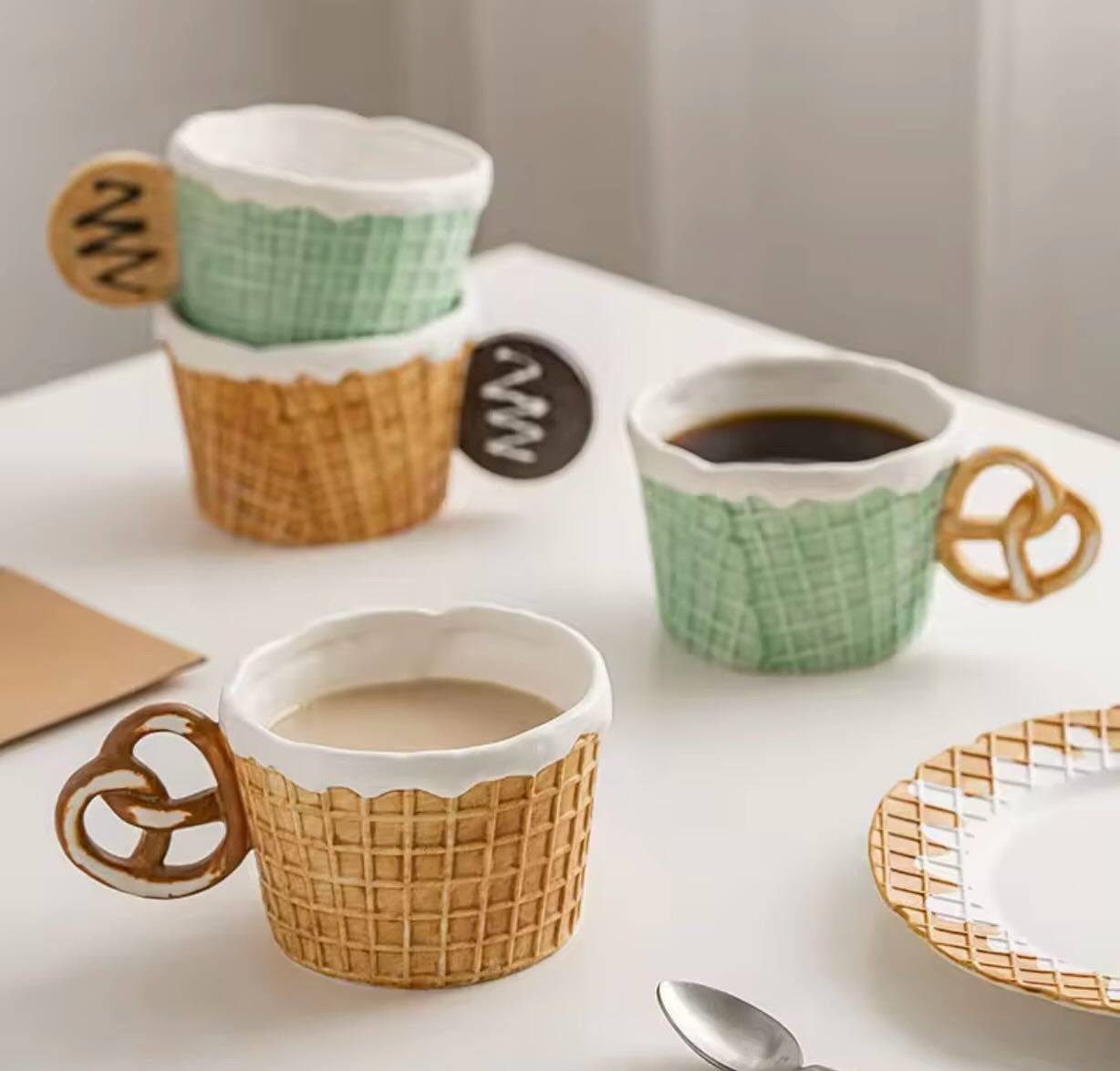 Waffle Cup & Plate Set