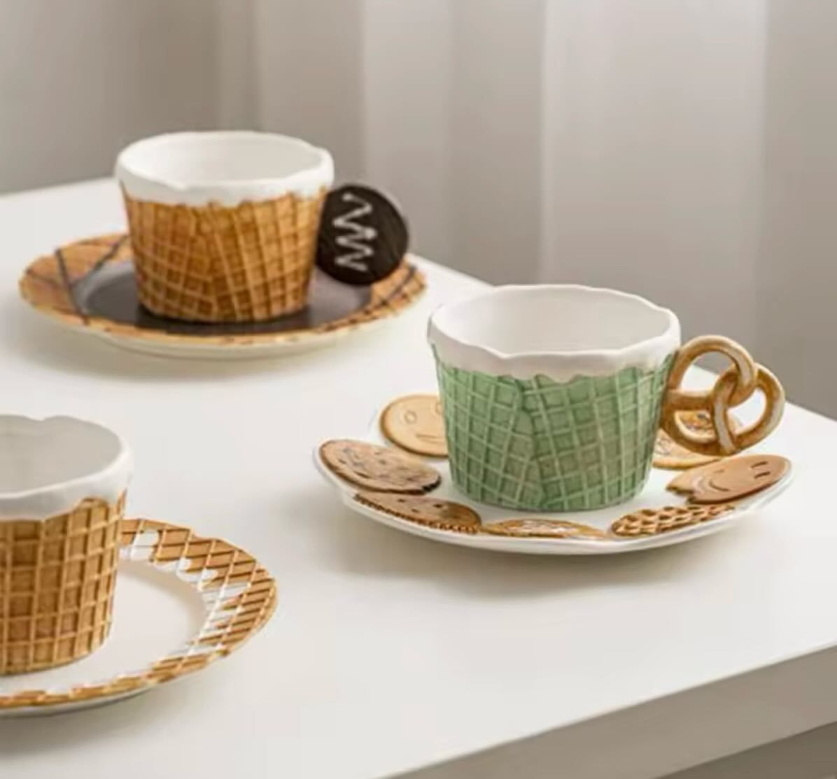 Waffle Cup & Plate Set