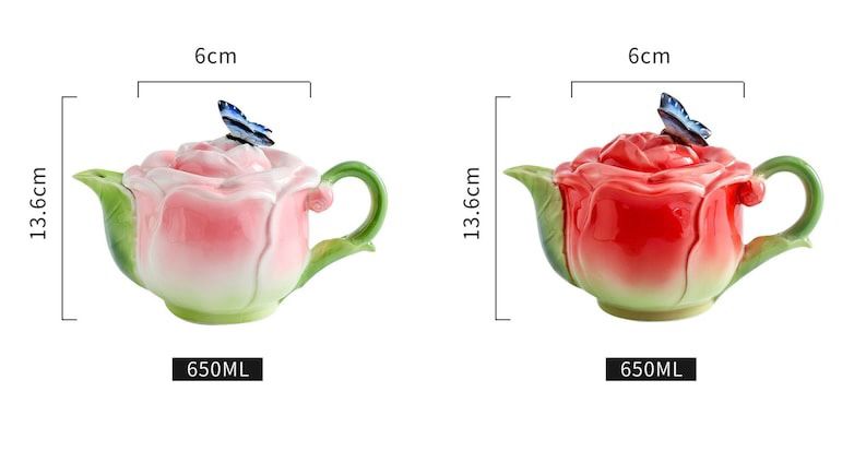 Enamel Rose Teapot