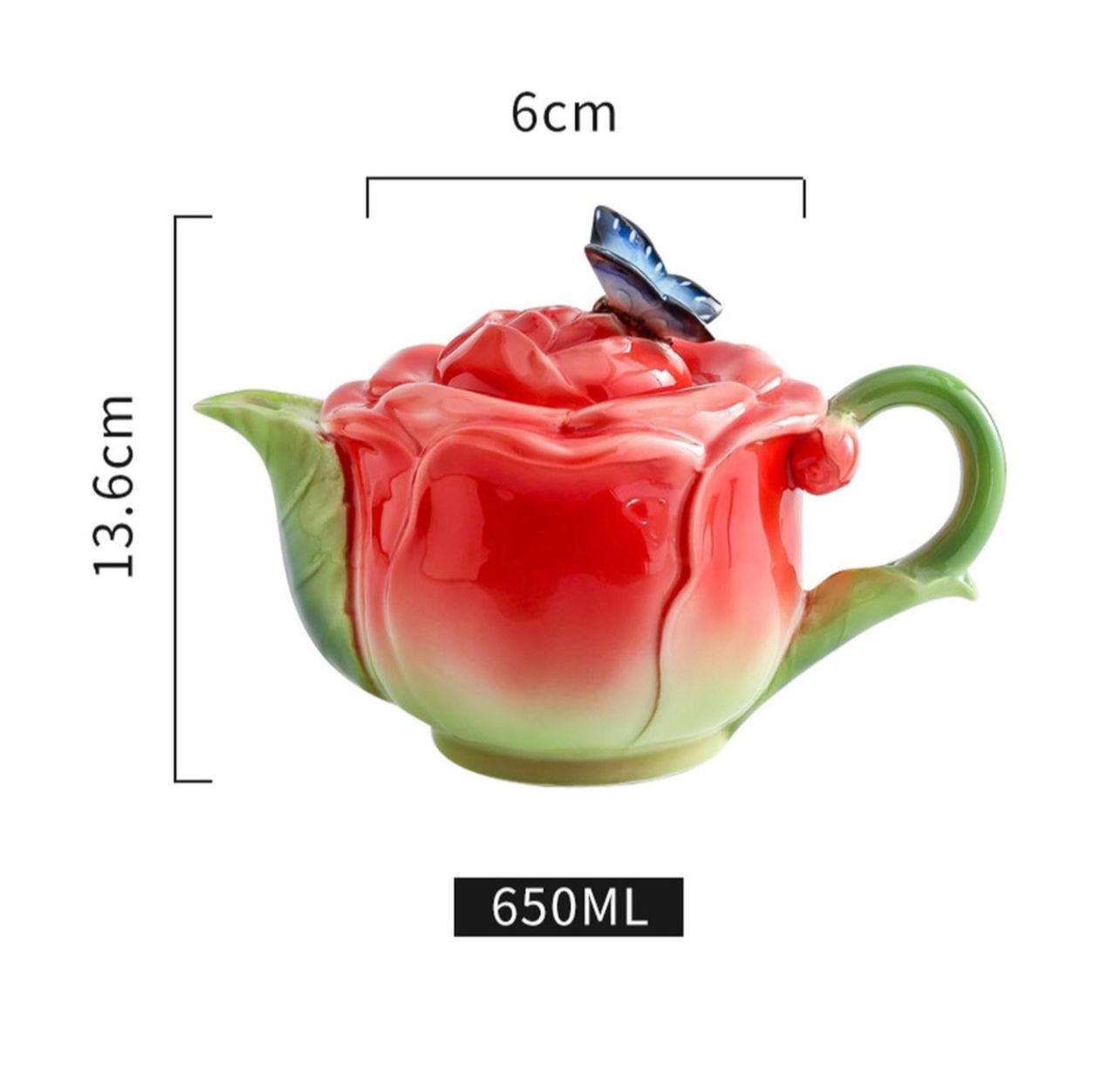 Enamel Rose Teapot