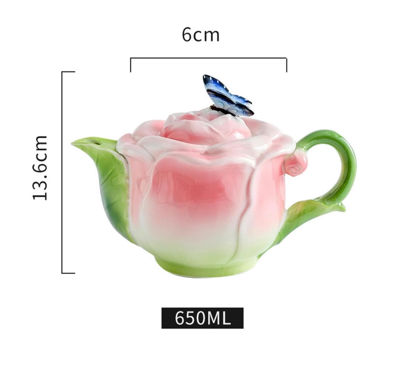 Enamel Rose Teapot